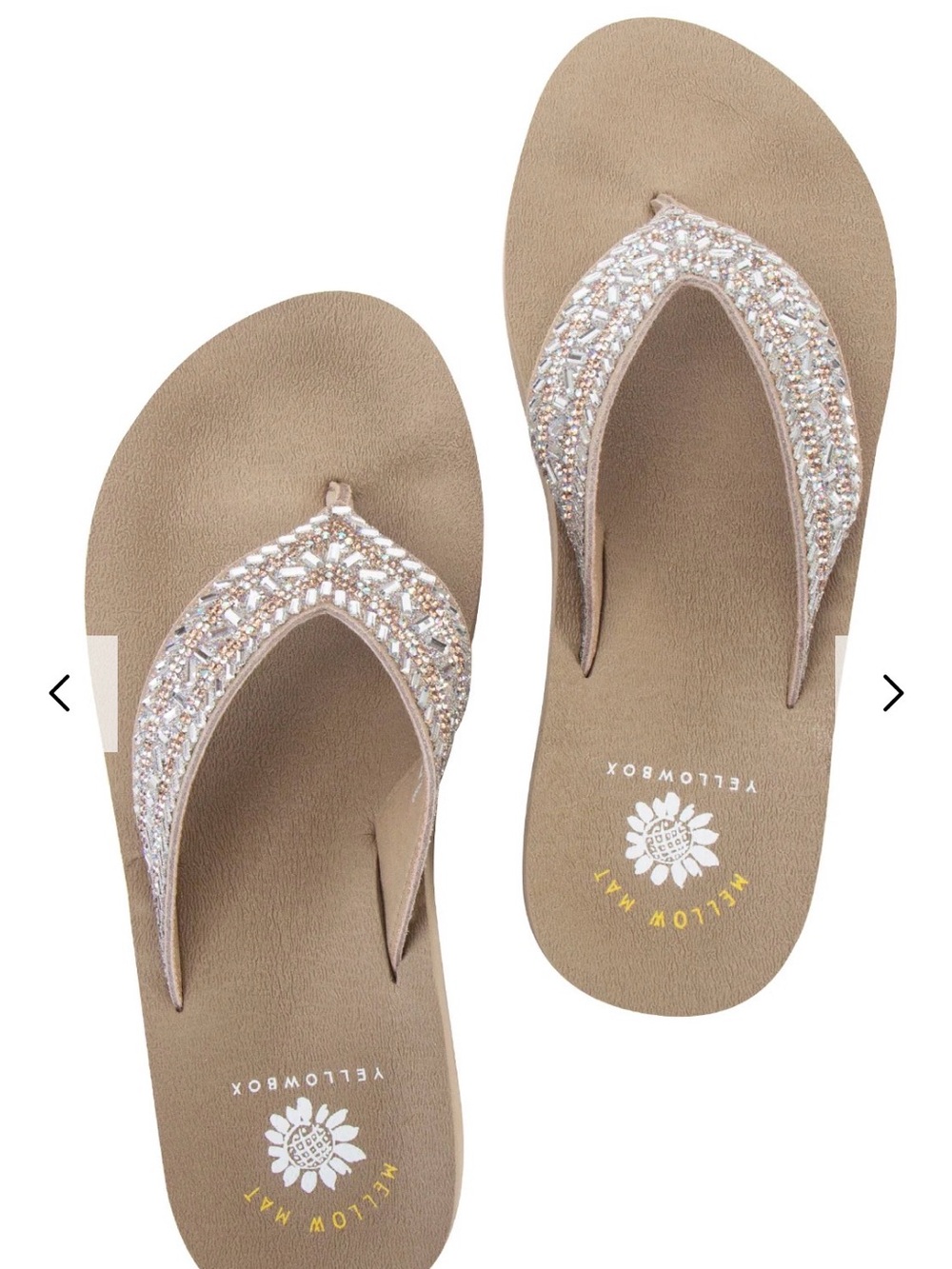Yellow Box Bryce Women's Beige Rhinestone Beaded Flip Flop Sandals
